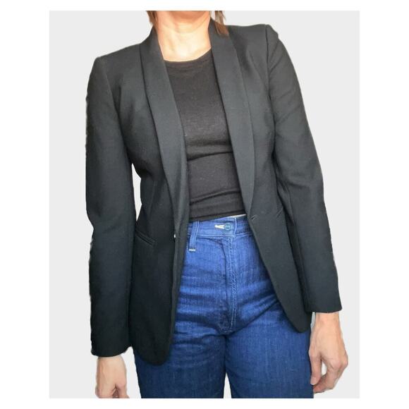 J. Crew Wool Blend Single Button Blazer Jacket Black 4 Tall - Picture 1 of 8